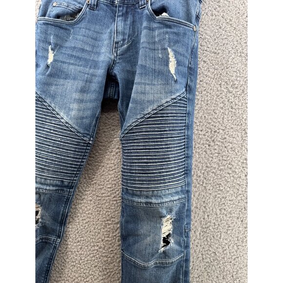 Decoy Moto Style Distressed Blue Denim Jeans Size 30 - Picture 3 of 11